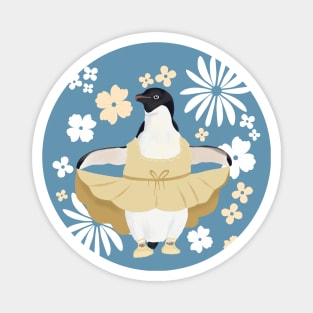 Cute Ballerina Penguin Flowers Magnet